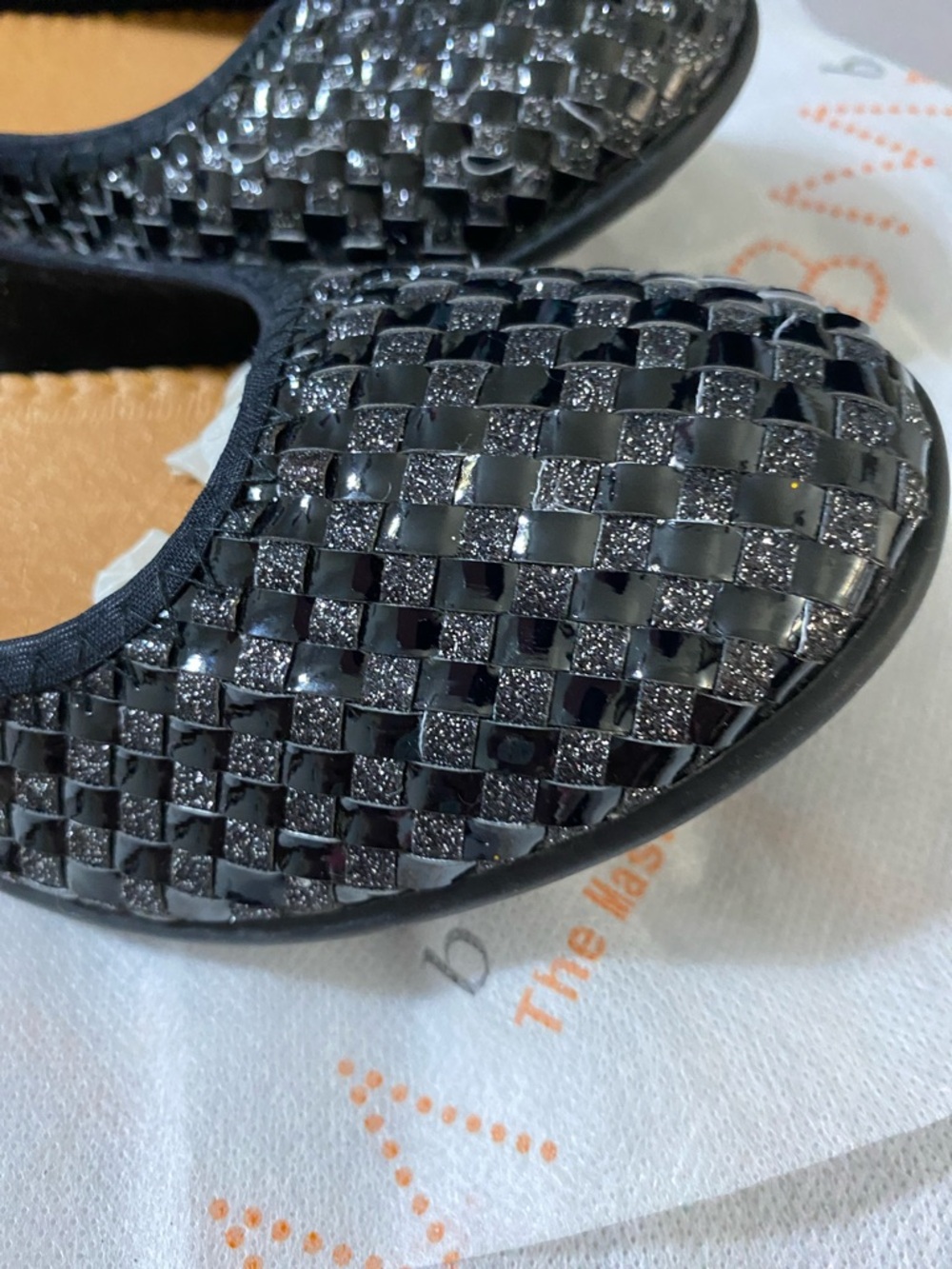 NEW bernie mev. WO 8(EU39) CATWALK Black SPARKLY Woven Patent Ballet Flats - Picture 6 of 11